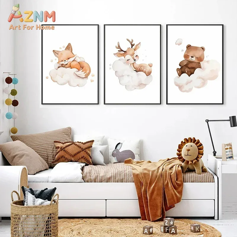 Baby Nursery Frames - Акварельная картина на холсте с изображением