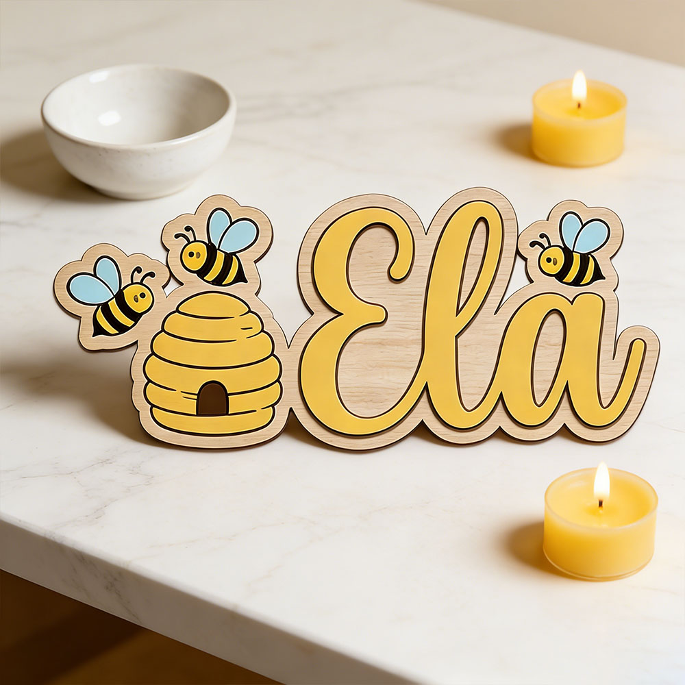 Baby Nursery Decor Girl - Персонализированная деревянная табличка с милым дизайном